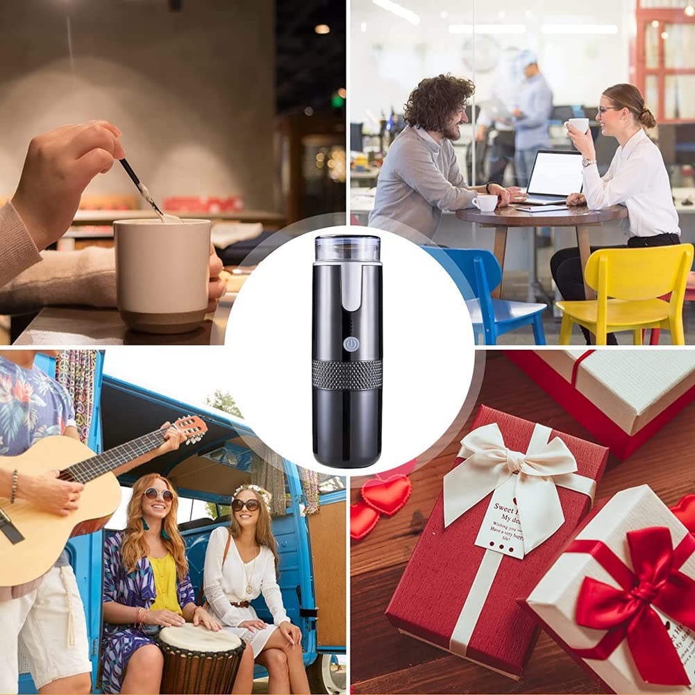 Cafetera ElectróNica MáQuina de Espresso Recargable Cafetera PortáTil para AutomóVil Hacer Café Molido y Espresso Viajes Camping
