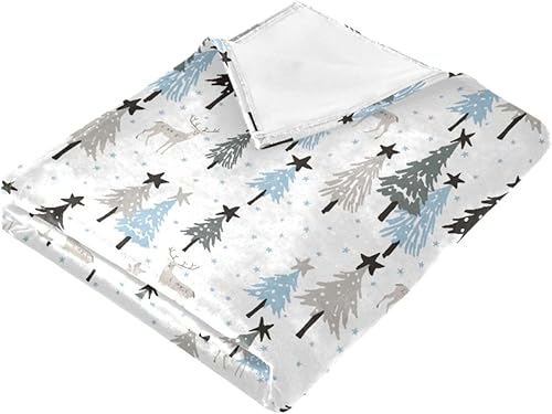 Miniatura 2 de KLL Christmas Pattern White Stars Flannel Blanket Holiday Blankets & Throws Flannel Microfiber Throws 60x90 Inches for Bed, Car, Chair