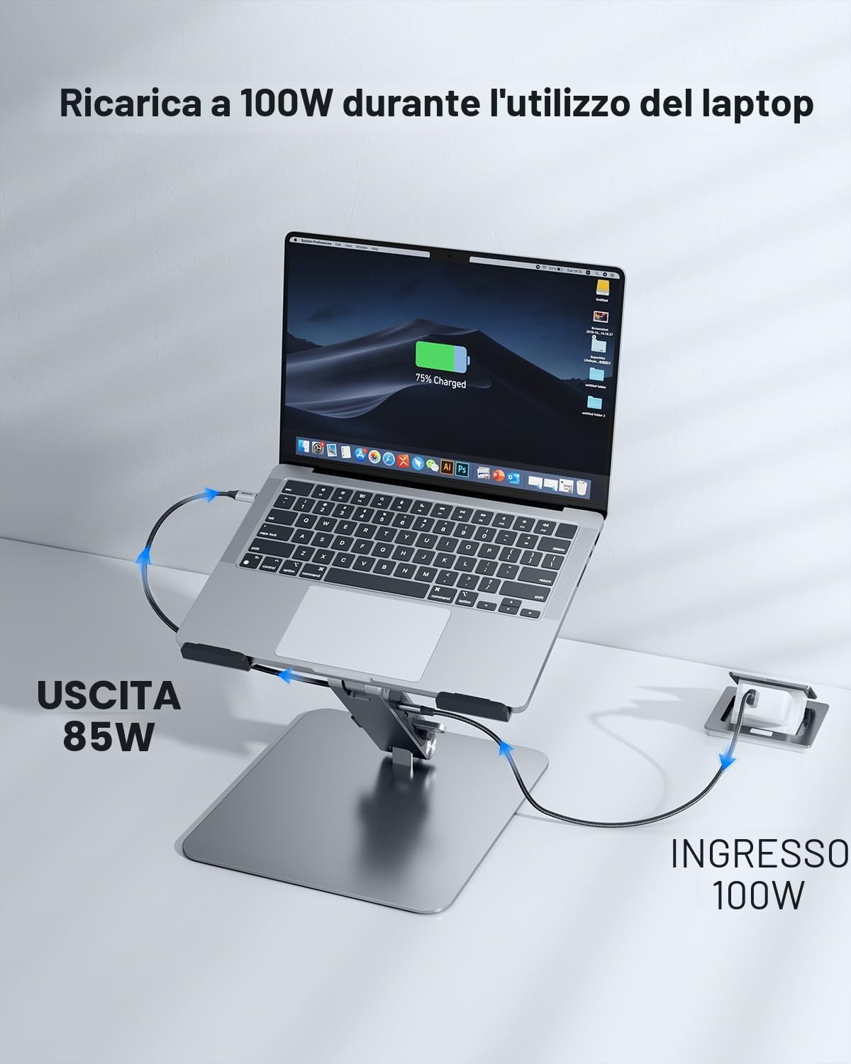BENFEI Supporto per laptop con docking station USB-C 7in1, HDMI 4K@60Hz, 1*SD 1*Micro SD, 100W Power Delivery, 10Gbps 1*USBC 3.2 e 2*USBA 3.2 Compatibile con MacBook Pro/Air, iPad Pro, XPS, ThinkPad