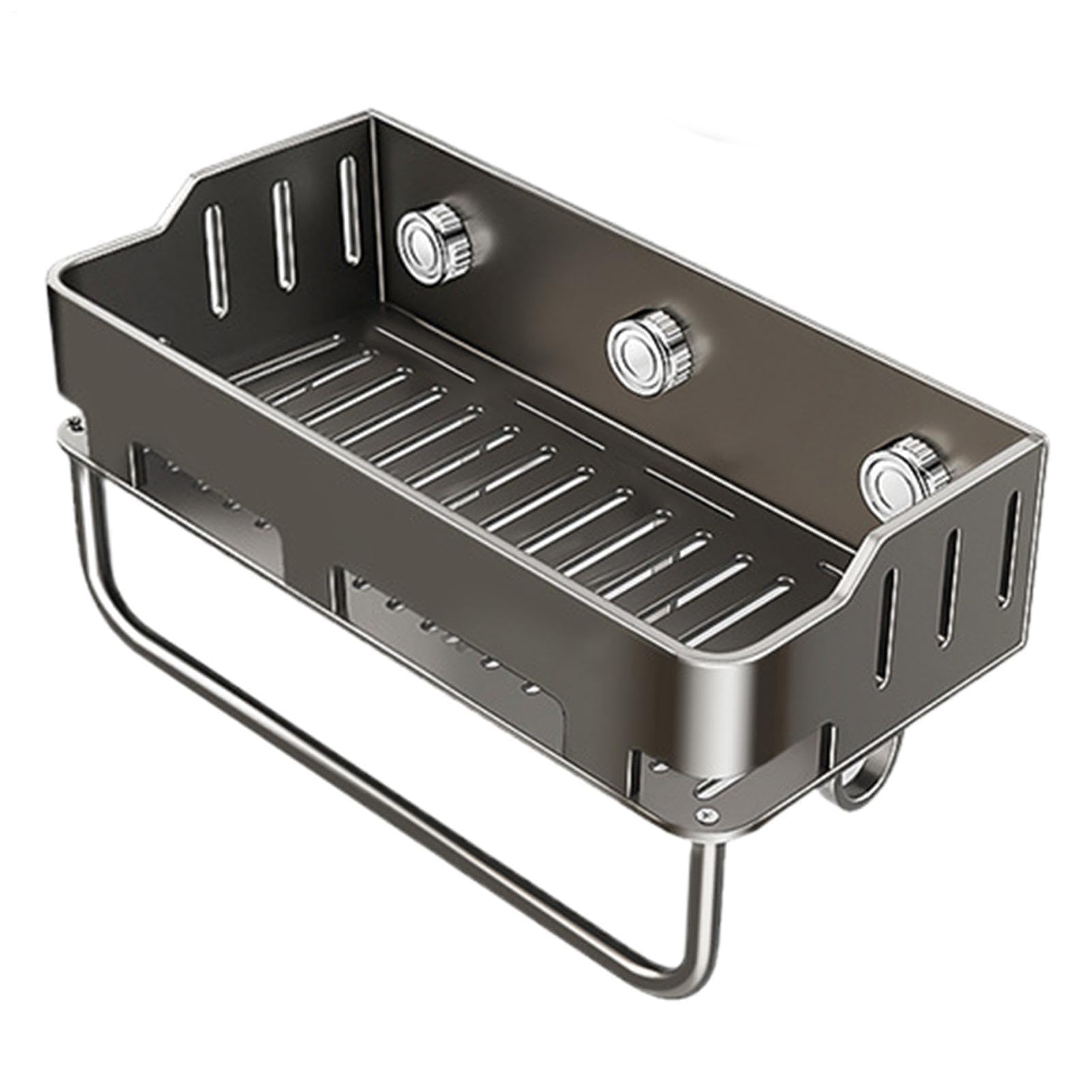 Estante de ducha con ventosa, cesta de pared con agujeros de drenaje, cesta de ducha con ventosa con ganchos y toallero, para balcón, dormitorio, apartamento, baño, despensa, cocina y hogar