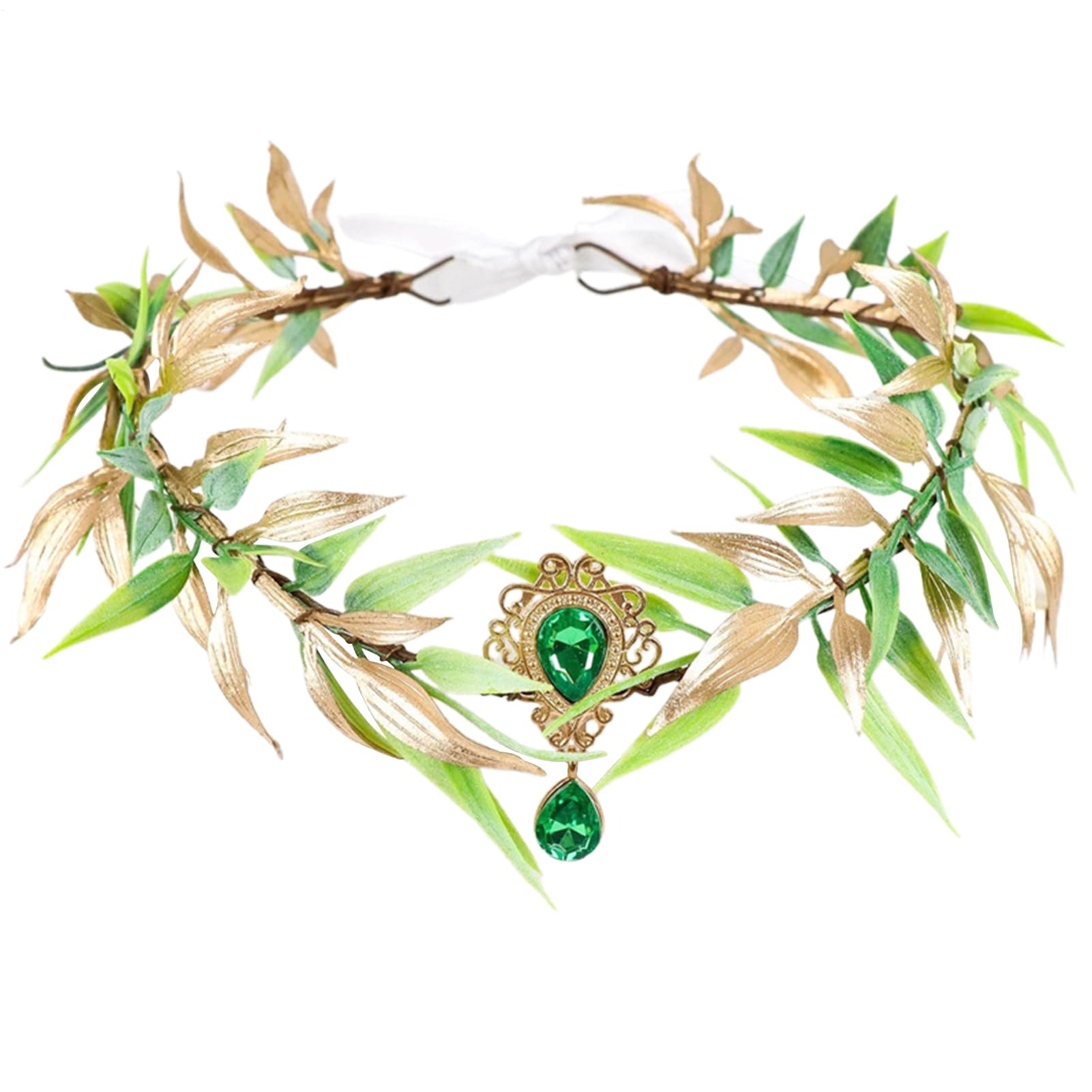 Fee Kopfschmuck - Grüne Renaissance Tiara Göttin Cosplay Stirnband Fantasie Haarschmuck für Erwachsene Frauen Mädchen Renaissance Faire Festival Halloween Party Hochzeit Fotoshooting