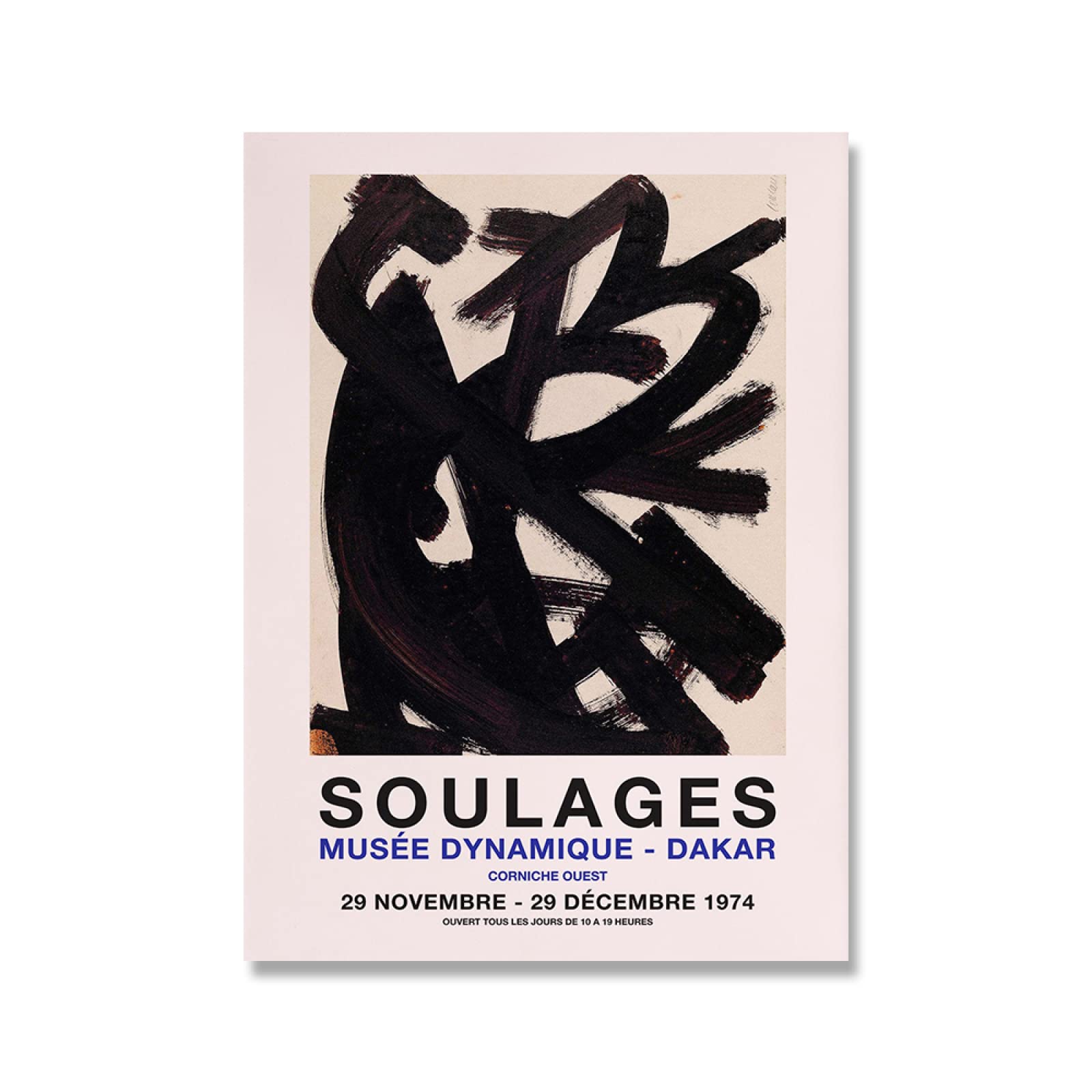 LATAFA Célèbre Pierre Soulages Affiche Et Estampes Abstrait Bleu Graffiti Toile Peinture Pierre Soulages Art Mural pour Décoration D'intérieur Photos 50x70cm sans Cadre : Pierre Soulages
