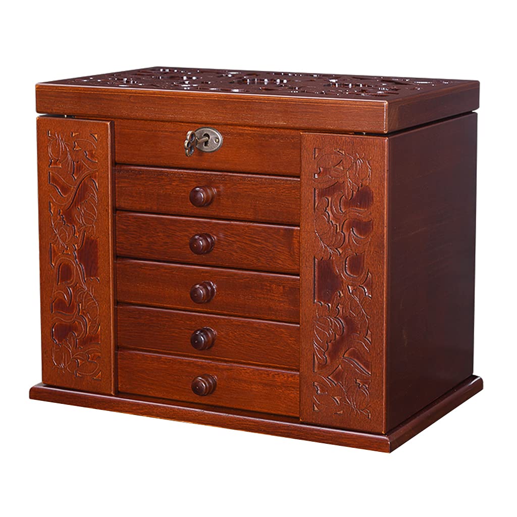 Jewelry Box Solid Wood Jewelry Storage Box with Lock Household Multi-Layer Large-Capacity Jewelry Box Jewelry