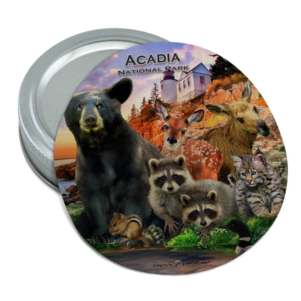 Acadia National Park Maine ME Animals Bear Racoon Deer Moose Round Rubber Non-Slip Jar Gripper Lid Opener