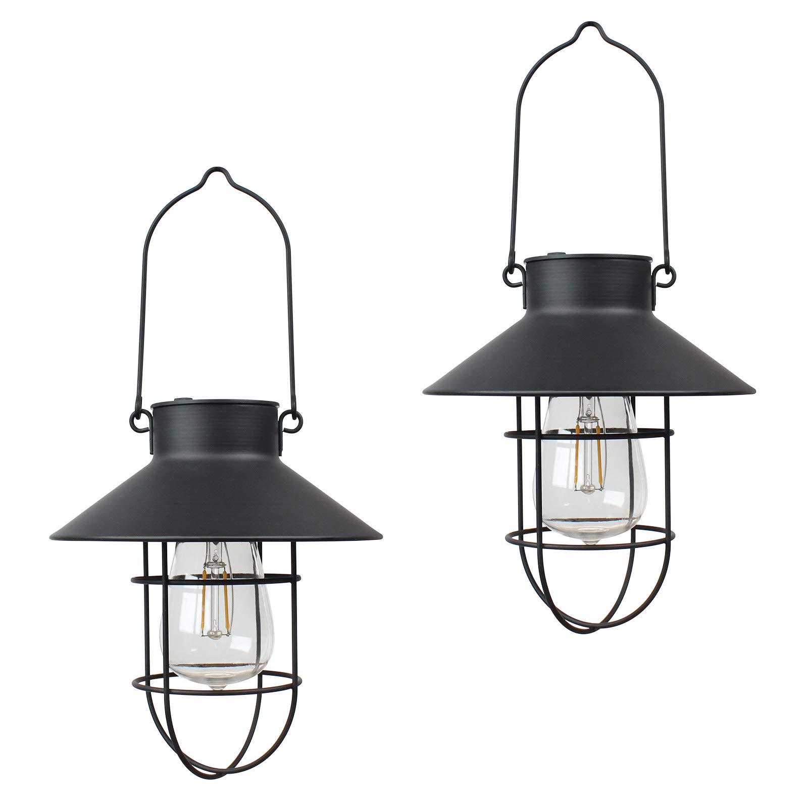 BRIAN & DANY Solar Lantern, Outdoor Hanging Waterproof Solar Garden Lantern for Patio Backyard, Black