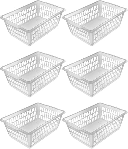 YBM HOME Cesta de almacenamiento perforada de plástico cajón de oficina organizador de bandeja de escritorio para encimera 6 transparente