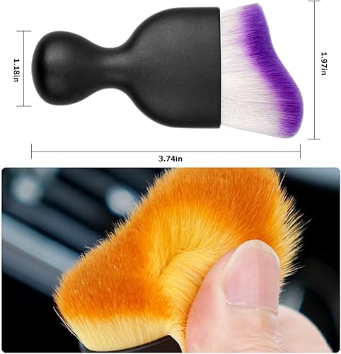 Miniatura 2 de Blilo Cepillo para detalles del interior del automóvil, cepillos de limpieza suave para el cabello, colectores de polvo de suciedad curvos,