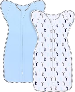 Transition Swaddle, Baby Sleep Sack 3-6 Months Arms up Swaddle 2-Way Zipper 100% Cotton Arms in/out, 0.5 Tog Baby Swaddle Newborn Sleep Sack for Boy Girl, 2-Pack Transitional Swaddle Sack (Medium)