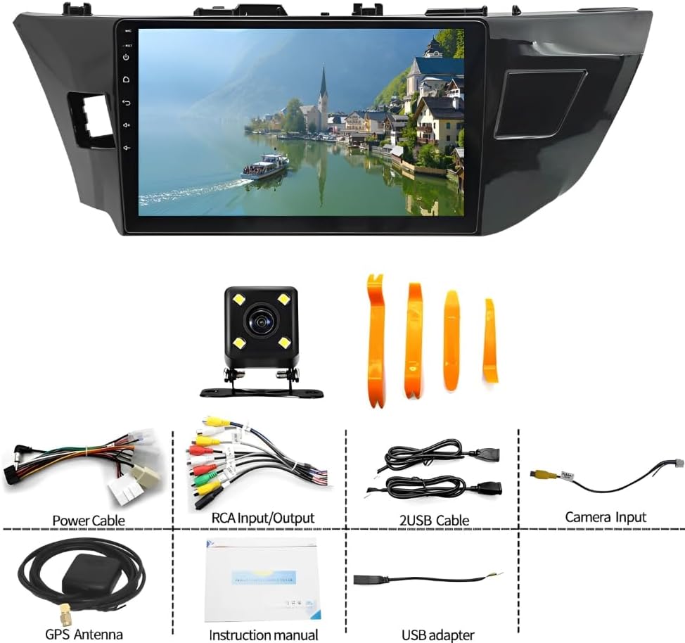 Car Radio for Toyota Corolla 2014 2015 2016 Stereo, 10.1" Car Stereo for Toyota Corolla with Wireless Carplay Android Auto, Android Head Unit Media Player GPS Bluetooth BT FM Camera SWC AHD