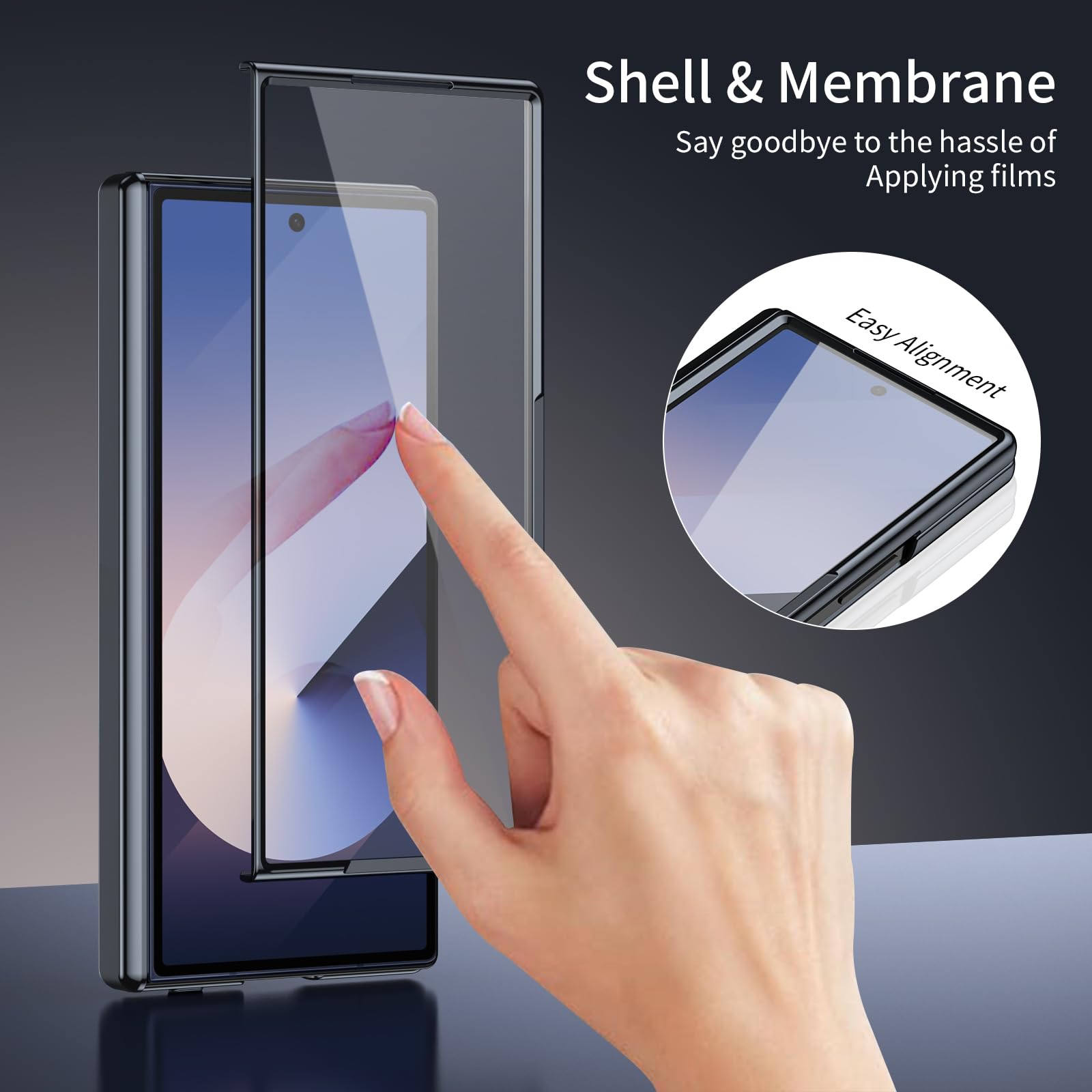 COQUE Funda para Samsung Galaxy Z Fold 5 z [Protector de Pantalla] [Cubierta de Bisagra] [Diseño Delgado] Funda Plegable Esmerilada Galvanizada para Samsung Galaxy Z Fold 5 - czarny