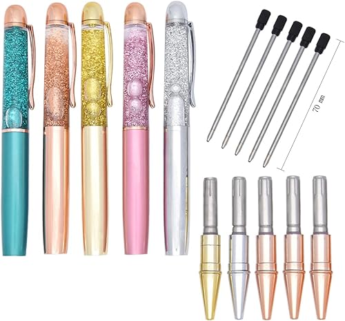 Miniatura 3 de Gullor Bolígrafo retráctil de arena movediza de polvo dorado colorido, bolígrafo flotante dinámico con purpurina de arena líquida, 5 piezas,