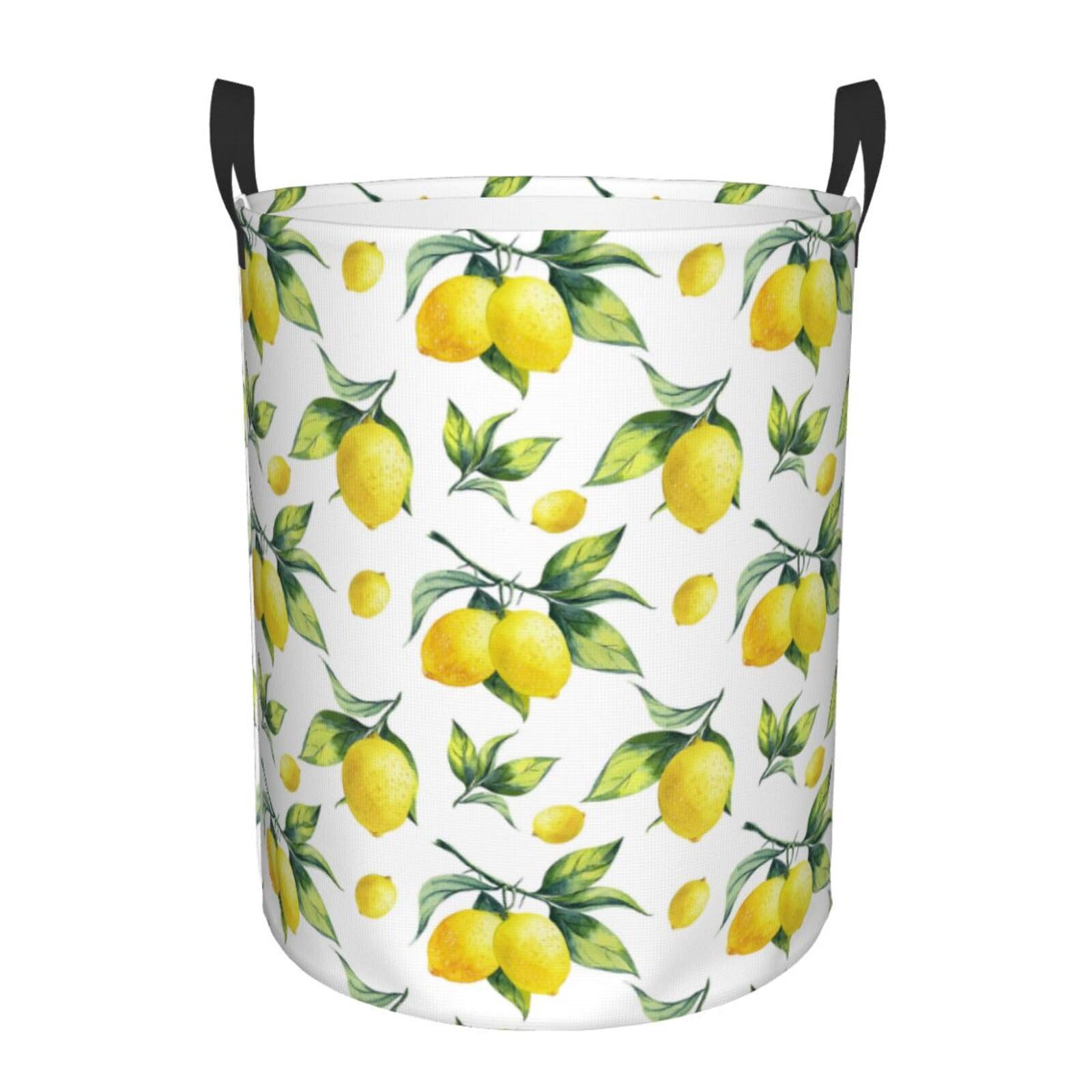 Laundry Basket Watercolor Lemon Laundry Hamper Waterproof Idea Hampers Large Collapsible Baskets with Handle Suitable for Bedroom Bathroom Utility Room Kitchen