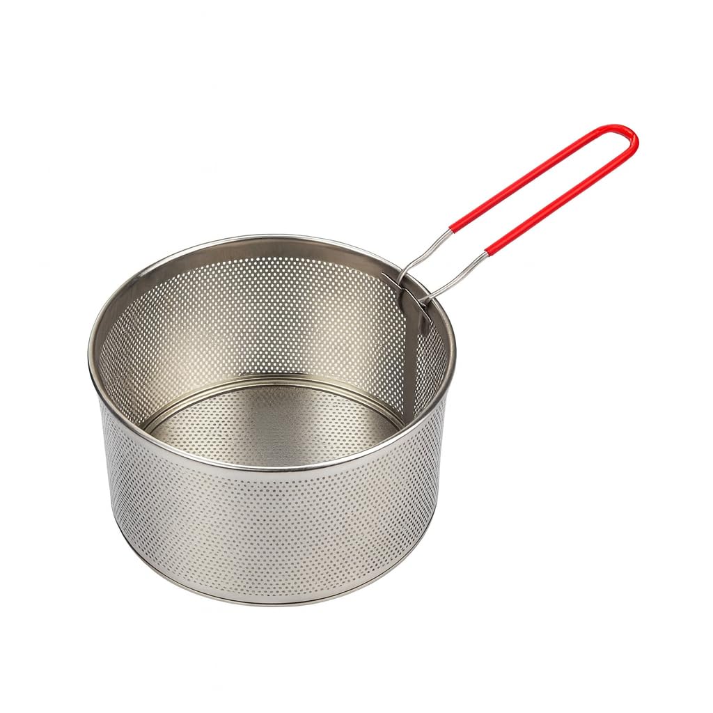 Nudelsieb 2er Set, Edelstahl Nudelsieb mit abnehmbarem Griff, Metall Nudelsiebkorb, Fritteusenkorb, Küchensieb zum Waschen, Abtropfen Frittieren, Kochen, Dämpfen