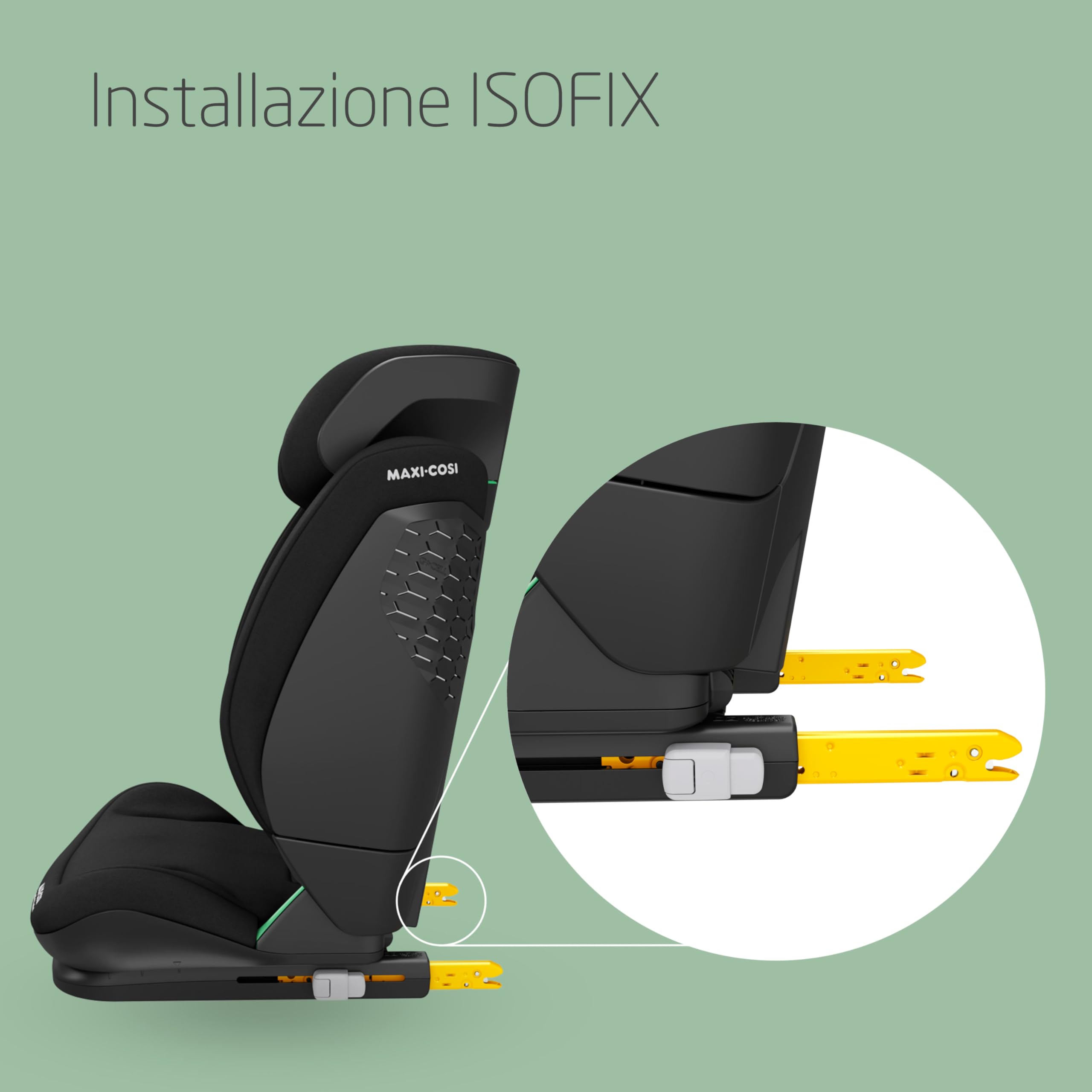 Maxi-Cosi RodiFix S Comfort i-Size, Tessuti Traspiranti, Seggiolino Auto ISOFIX Reclinabile 3 Posizioni, 3,5-12 Anni (100-150 cm), Regolabile in Altezza/Larghezza, G-CELL, AirProtect, Authentic Black