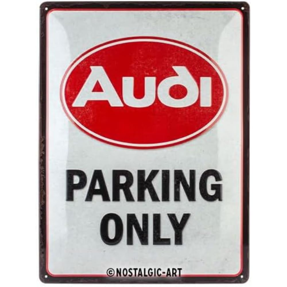 Nostalgic-Art Targhe Vintage, Audi - Parking Only – Idea regalo per accessori per auto, in metallo, Design retrò per decorazione, 30 x 40 cm, 23327