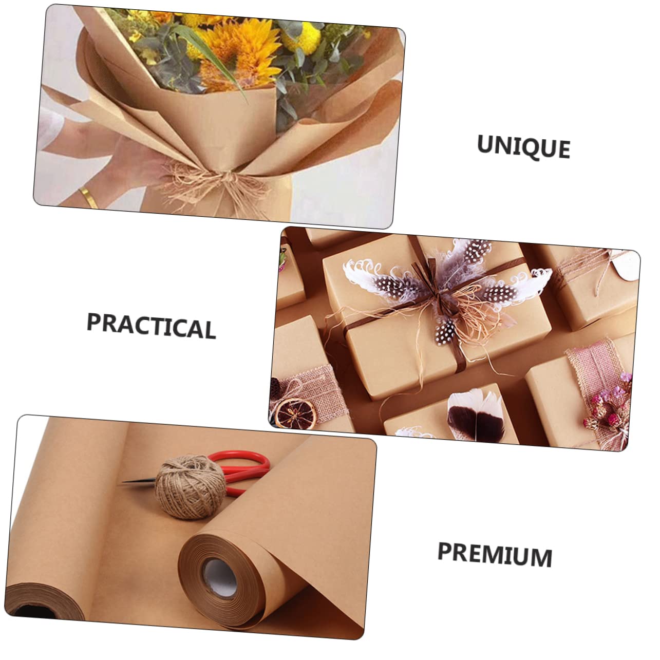 HEALSOPTHY Rouleau de Papier Kraft Marron 45 Cm X 30 M Papier Artisanal Résistant Protection Robuste pour Emballage et Loisirs Créatifs pour Décoration et Emballage