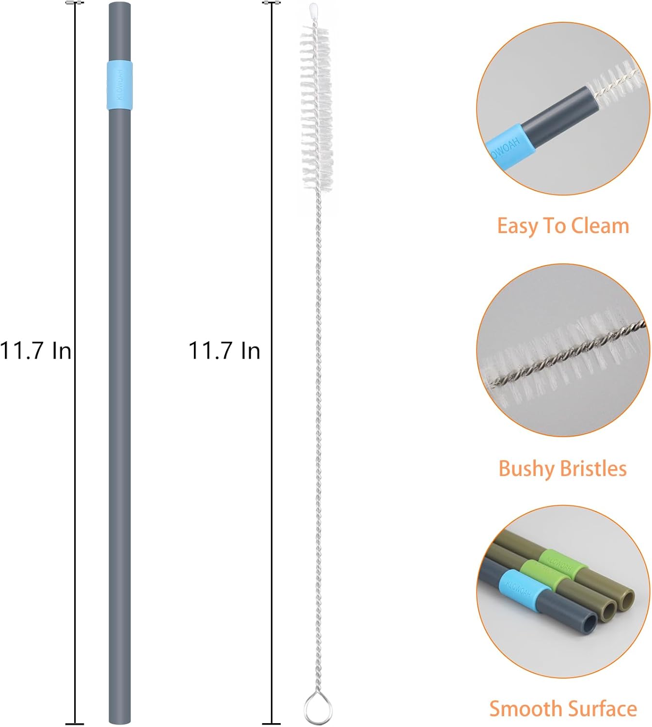 Replacement Straws Compatible with Contigo Streeterville 40oz Tumbler,with 1 Brush,Pack of 6 (light red) - Image 2