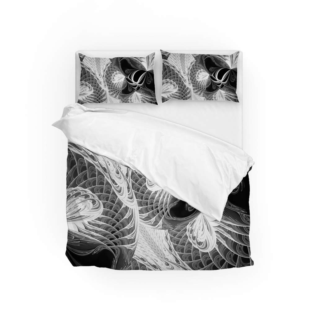 Funda de edredón para cama matrimonial con estampado fractal creativo en poliéster suave