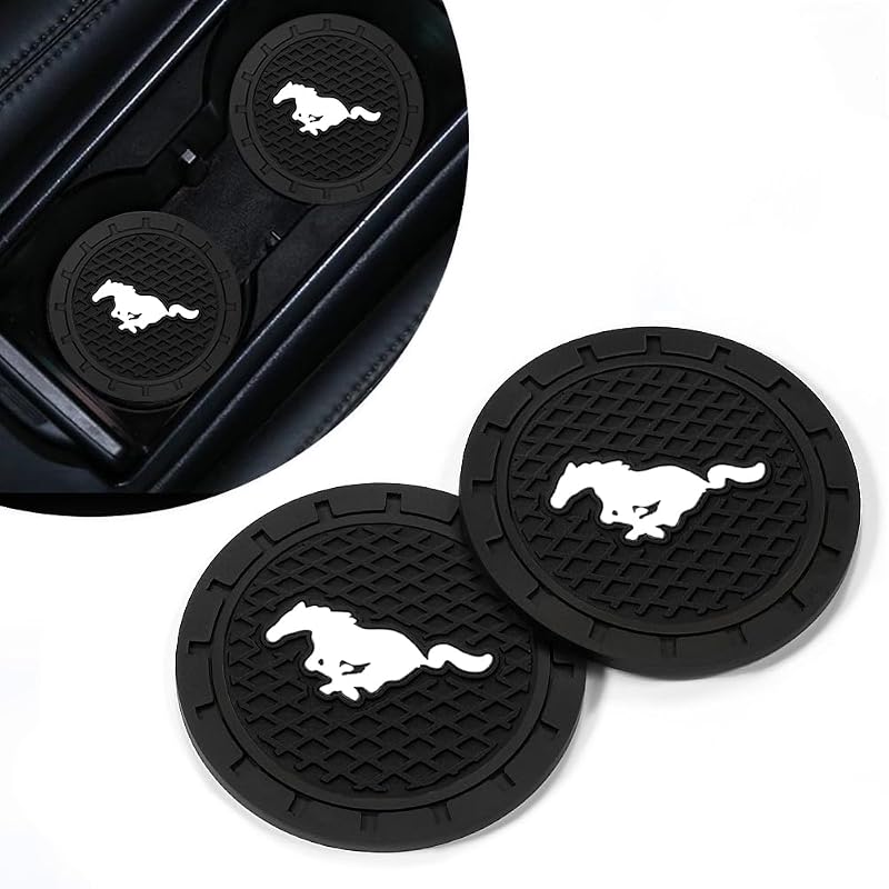 Porta-Copos para Carro com Base Antiderrapante de Silicone Qiuerte para Mustang, Redondo, 2 Unidades