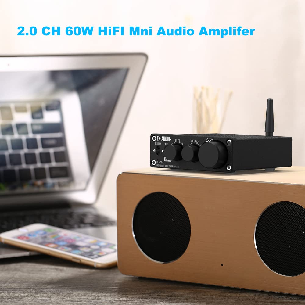 HiFi Bluetooth 5.1 amplificador de potencia digital 75W* 2 mini amplificador de potencia para el hogar negro con adaptador de corriente