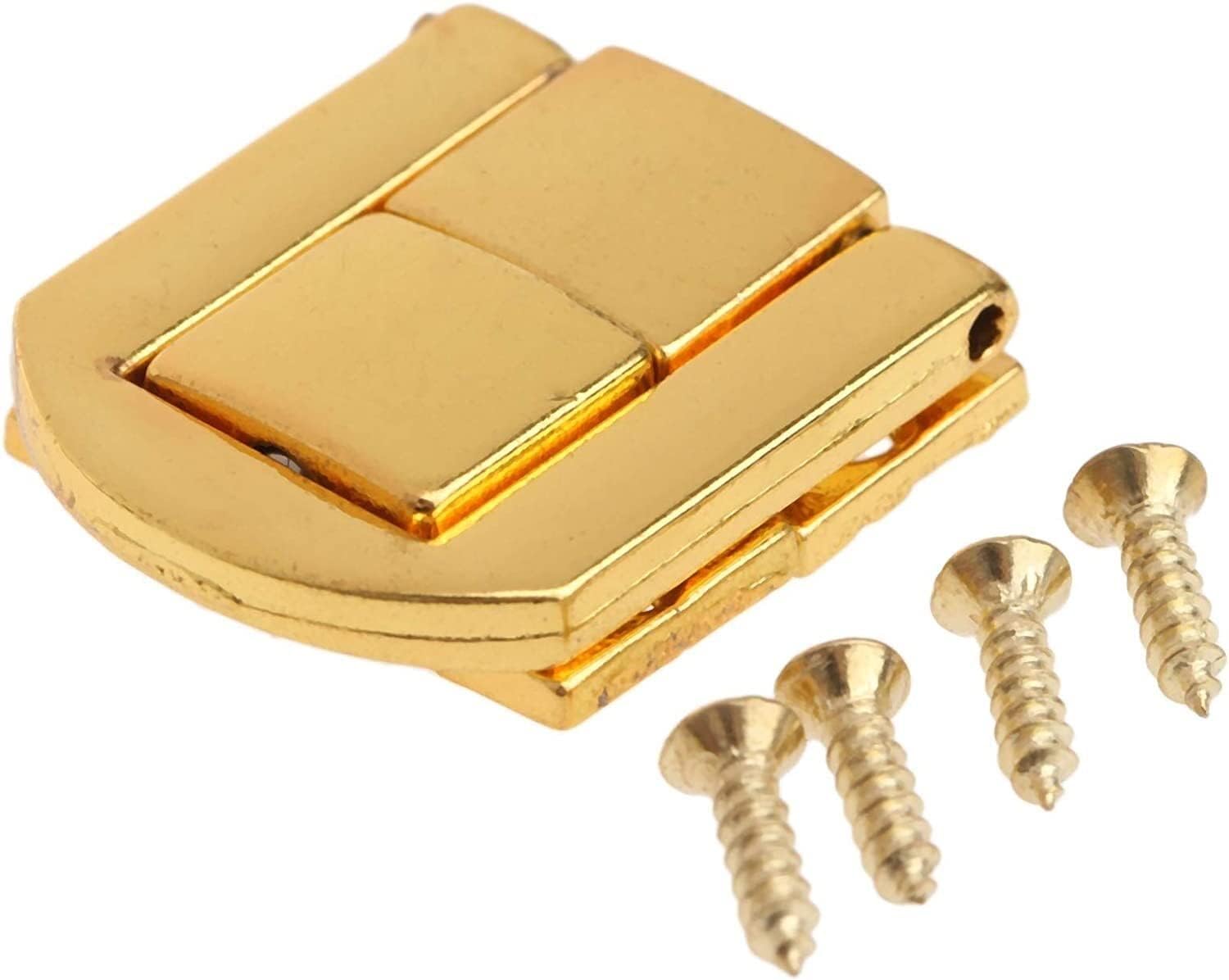 Bronze Tone Hasp,Vintage Lock Clasp,Antique Latch Hook,5Pc 25x20mm Antique Bronze/Gold Box Hasps Metal Lock Catch Latches for Jewelry Chest Box Suitcase Buckle Clasp Vintage Hardware (Co(Gold
