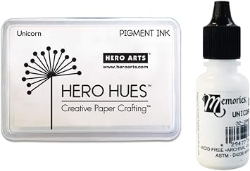 Hero Arts Unicorn White Ink Pad AF249 and Reinker NK026, Bundle of 2 Items