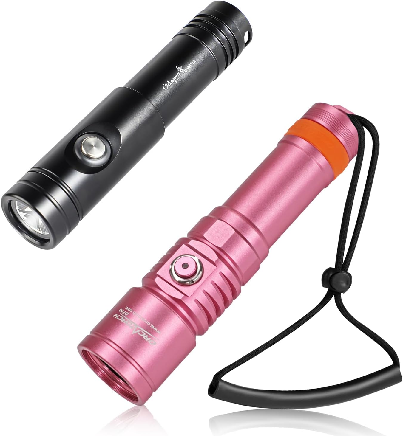 ORCATORCH D710 3000 Lumens Pink Dive Light & Odepro WD12 1400 Lumens Dive Light Combo