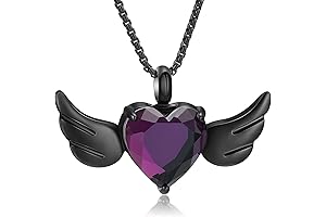 Blue Heart Wing Crystal Keepsake Necklace