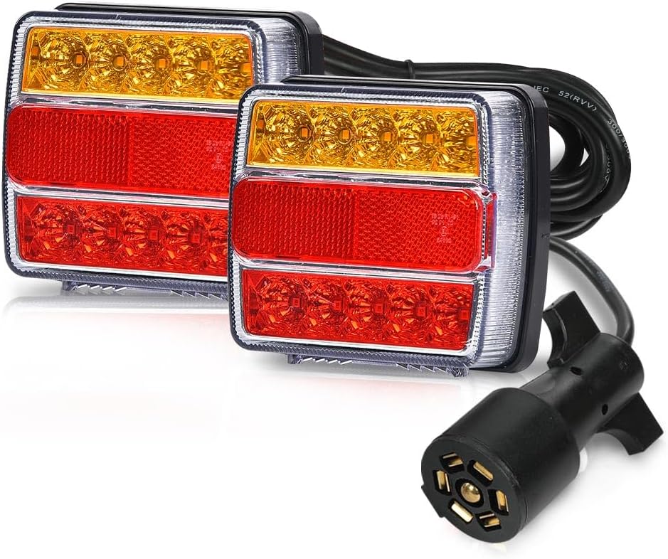 G-PLUS 2pcs Magnetic LED Trailer Towing Light Kit 24ft Cable with 7 Pin Plug Fit for 5 Wire Systems Standard Trailer RVs Campers Trucks UTEs UTVs