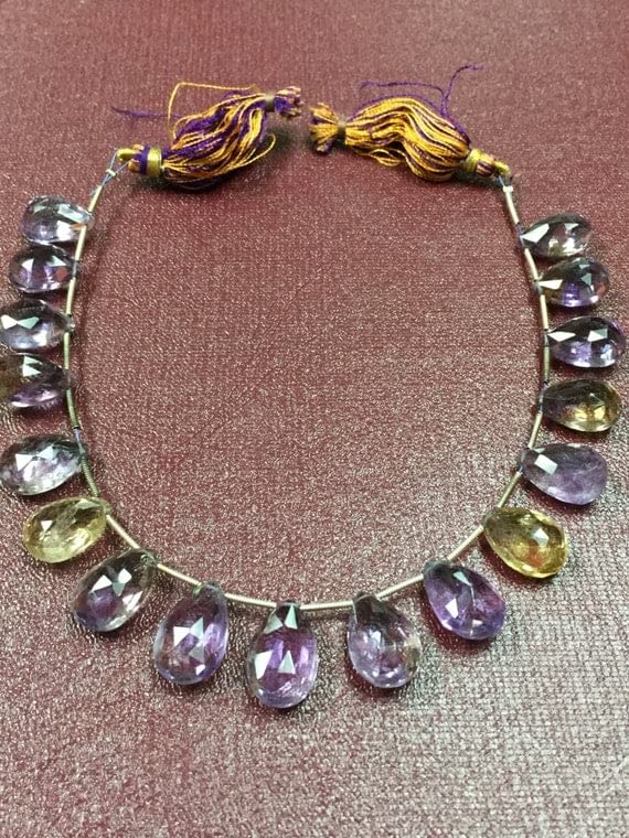 Ametrine briolettes de prestige en taille poire facettée de 8 pouces pour joaillerie