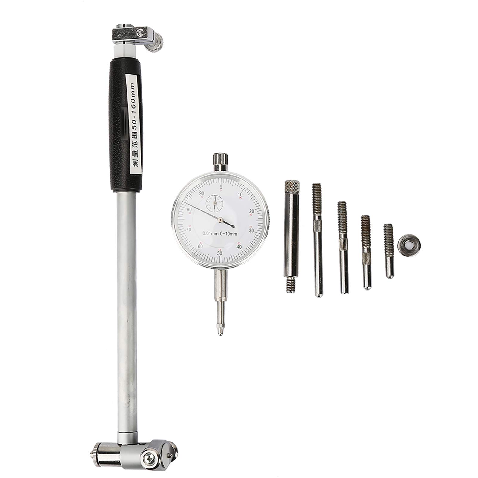 Cilindro Alesametro a quadrante, indicatore Micrometro Motore di misurazione dell'alesaggio interno del cilindro, Alesametro a quadrante 50-160MM Indicatore di diametro Kit di strumenti per cilindro d