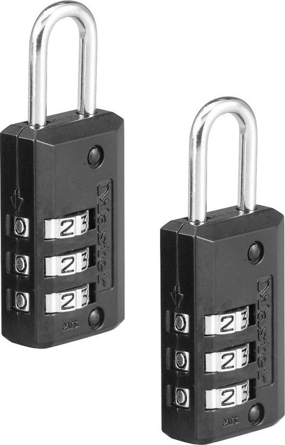 Master Lock Black Set Your Own Combination Luggage Lock, Custom Combo Suitcase Padlock for Travel Bags or Backpacks, 2 Pack, 646T