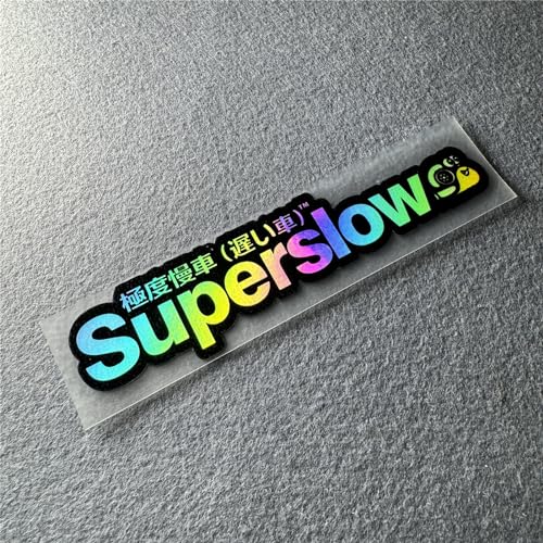 Image of Car Styling Sticker for Japanese Superslow Snail Creative Words Auto Oil Tank Window Body Vinyl Computer Case Motocross Decals (F 13x3cm Black Laser 2PCS)