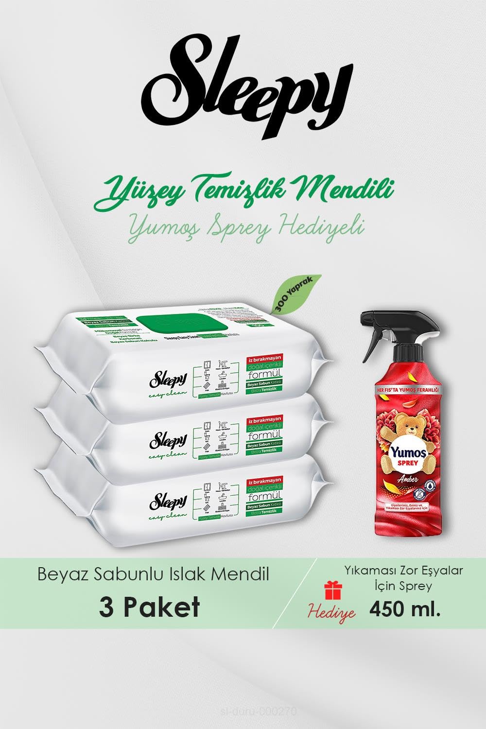 Sleepy 300 Adet Easy Clean Havlu, Amber Oda Kokusu Hediyeli