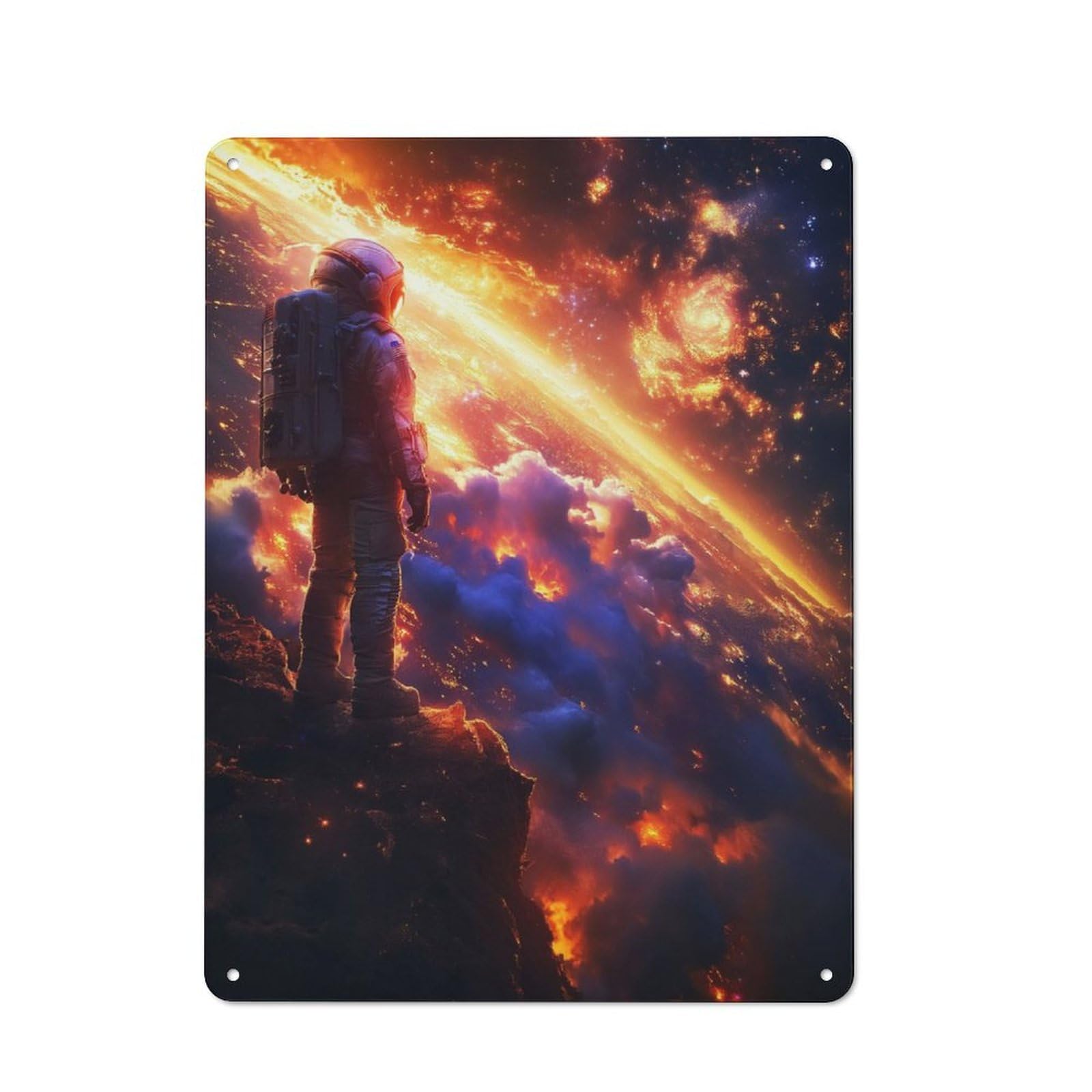 Space Scene Tin Wall Plaque 40x30cm, Rustic Cottage Wall Art for Dining Room, Cafe, Entryway Or Family Room