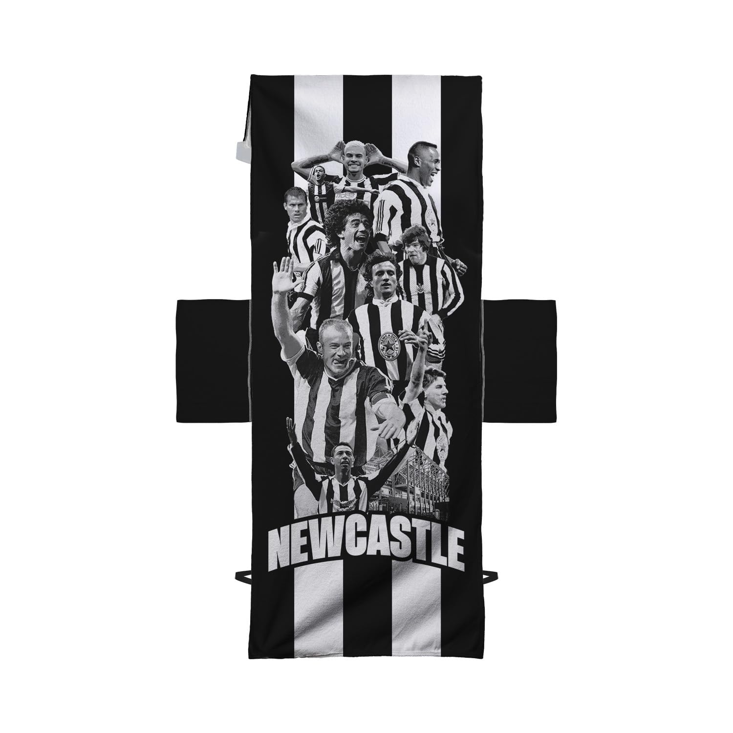 British Made Gifts Multicoloured Newcastle - Player Montage - Football - Full Length Sun Lounger Towel With Pockets - Sunbed