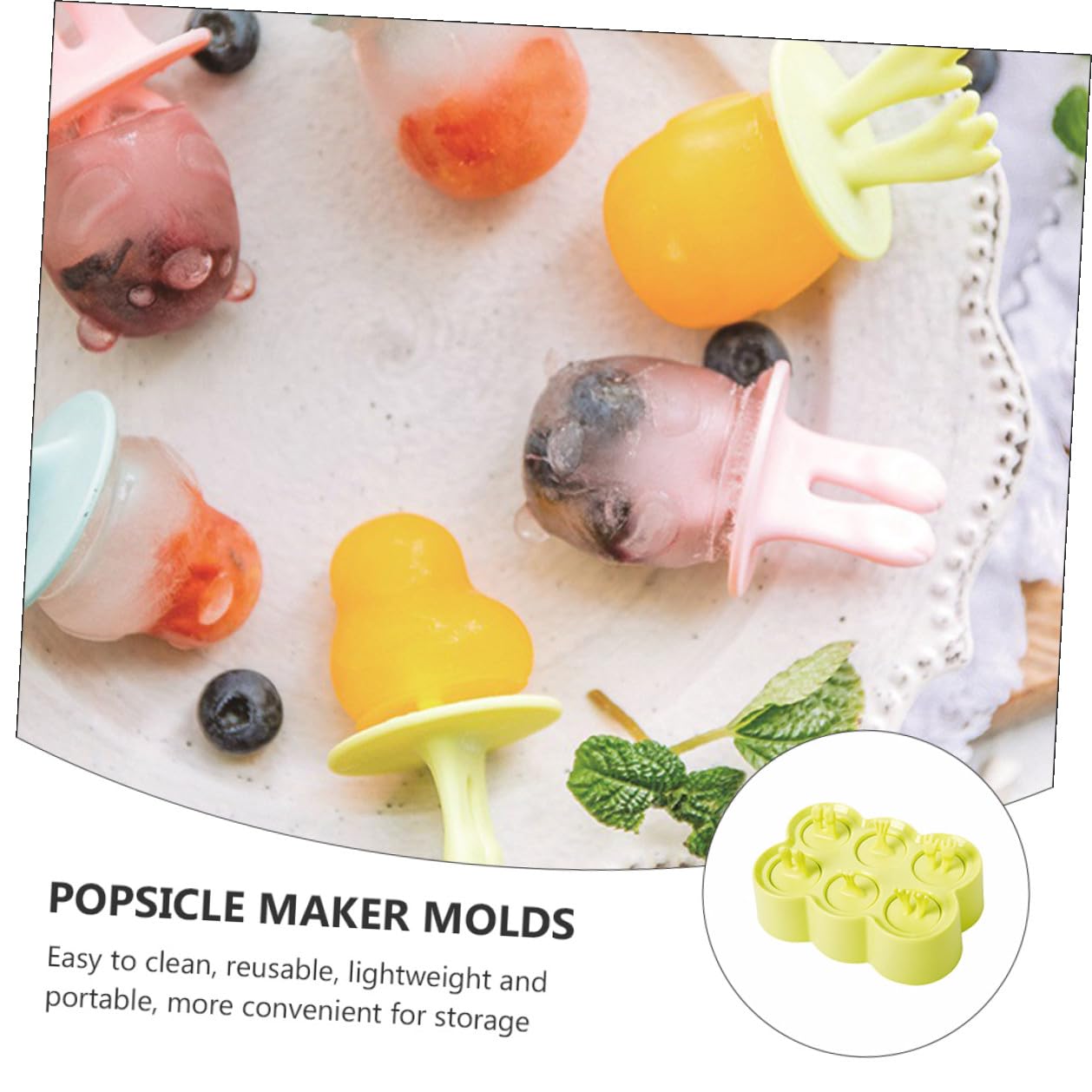 4 juegos Moldes de Silicona para Helados DIY Moldes de Animales para Polos Cubitos de Hielo y Yogur y Prácticos para Verano