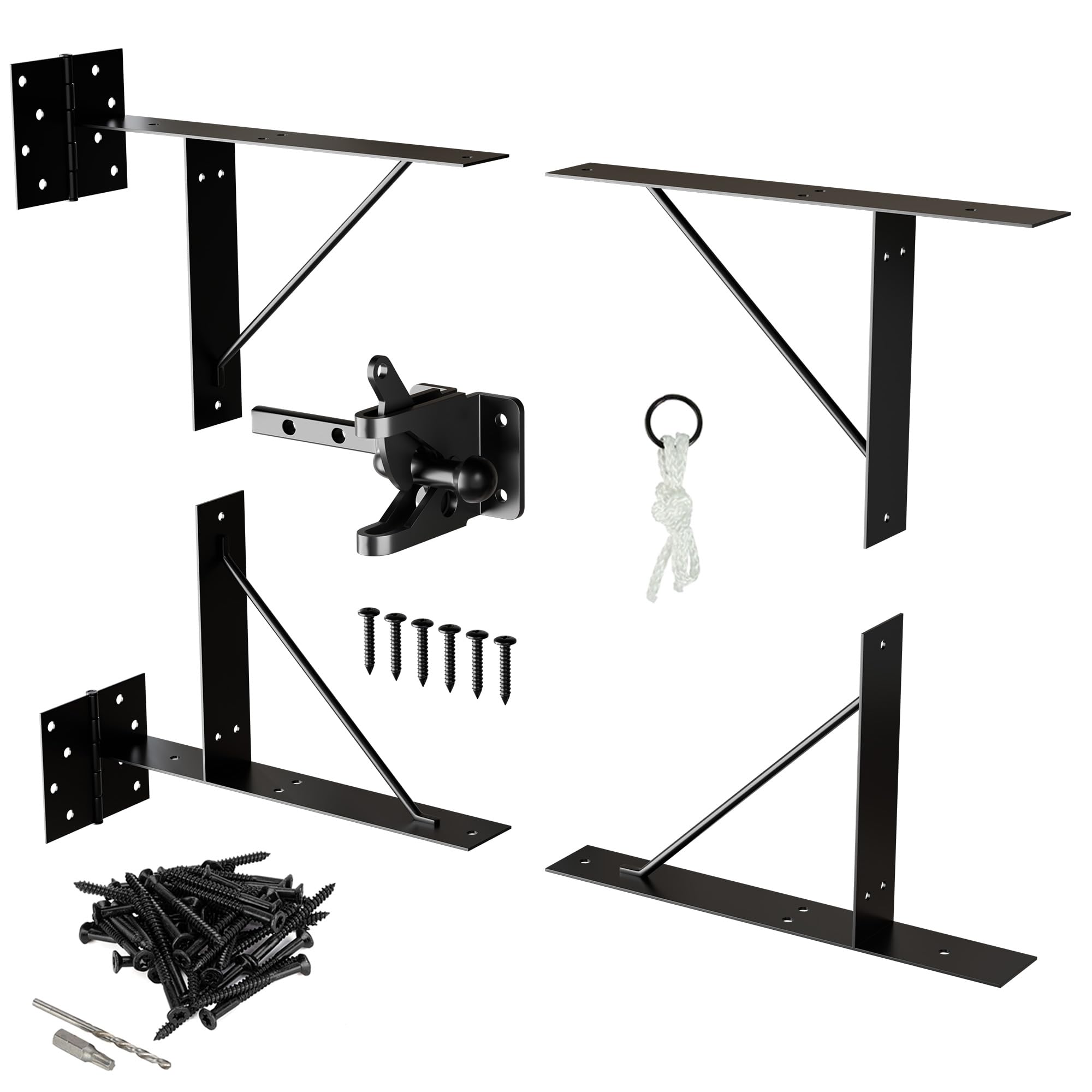 CHIJANE Gate Corner Brace Bracket Heavy Duty Anti Sag Gate Frame Kit,No Sag Gate Support Hardware Kit with a Self-Locking Gate Latch for Wooden Fence,Corral & Driveway Gates,Shed Doors,Wooden Window