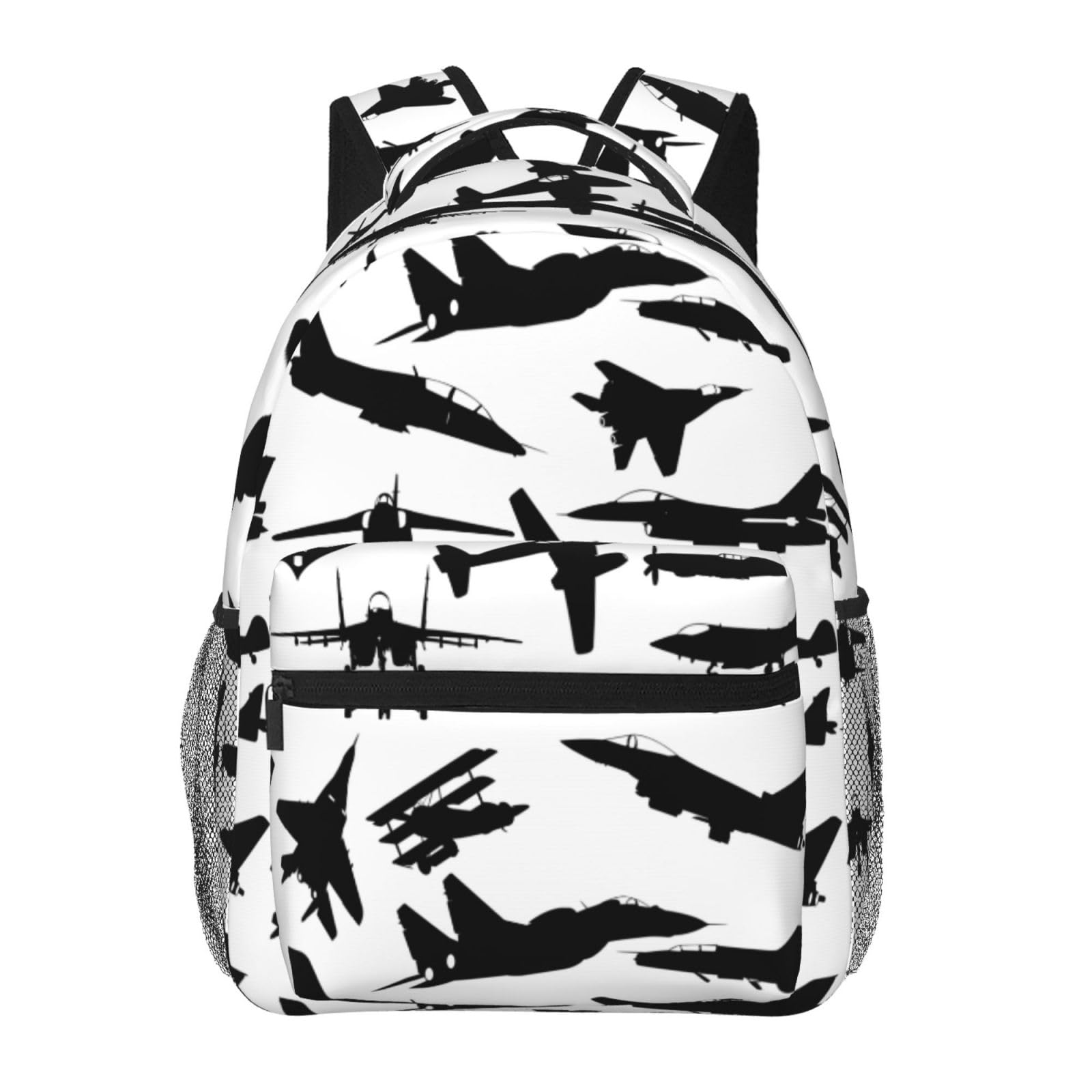 Keiutexe Airplane Jet Fighters Backpack With Adjustable Padded Shoulder Straps 17 Inch Daypacks For College Travel