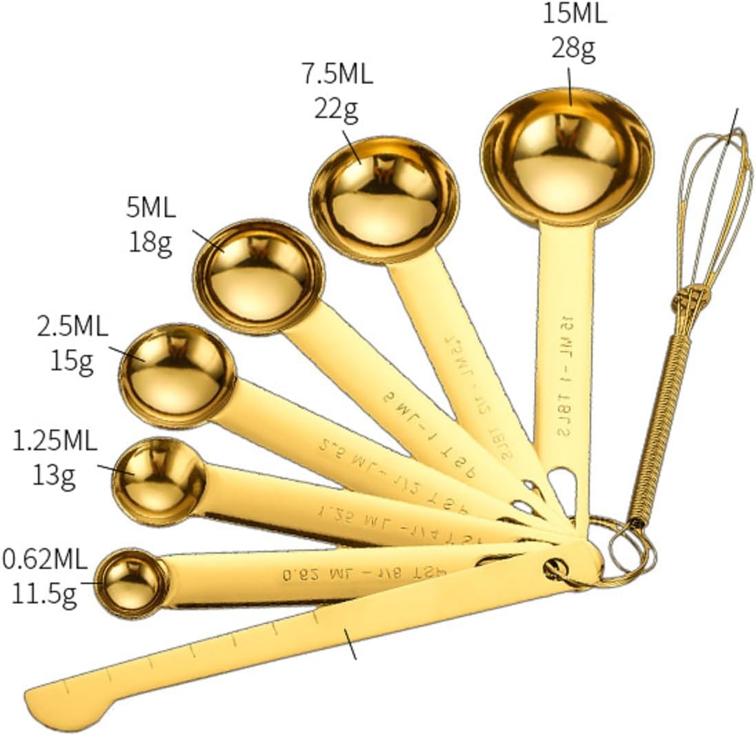 13-Piece Stainless Steel Measuring Cups and Spoons Set, Dishwasher-Safe Baking Set, Cute Kitchen Measuring Tools with Engraved Measurements, Measuring Cups and Spoons Set for Kitchen Use, Gold 13-Piece Stainless Steel Measuring Cups and Spoons Set, Dishwasher-Safe Baking Set, Cute Kitchen Measuring Tools with Engraved Measurements, Measuring Cups and Spoons Set for Kitchen Use, Gold