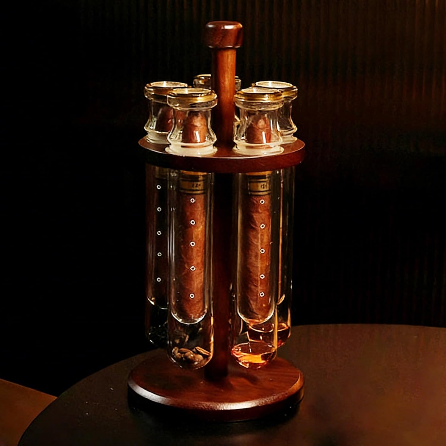 Cigar Infuser Glass Tube Kit with Handmade Wooden Base,Cigar Flavor Injector Humidifier, Cigar Infuser Glass Tube Kit for Men Cigar Lovers and Enthusiasts 5