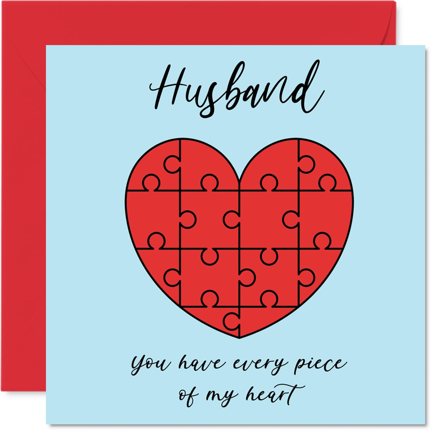 Cute Anniversary Card - Jigsaw Heart - Romantic Happy Anniversary Card for Husband, 145mm Sweet I Love You Anniversaries Greeting Cards