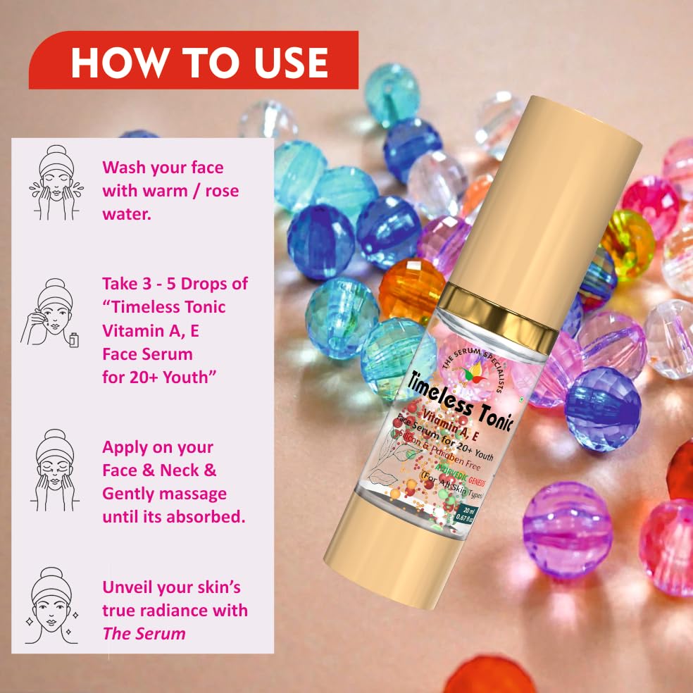 Image of Timeless Tonic Vitamin A, E - Rejuvenating & Firming | Enriched with Vitamin A & E | Reduces Fine Lines & Improves Skin Elasticity | For All Skin Types | 20ml