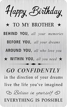 MOQIYXL Brother Birthday Card, Happy Birthday Brother Gifts Ideas, Small Engraved Wallet Card