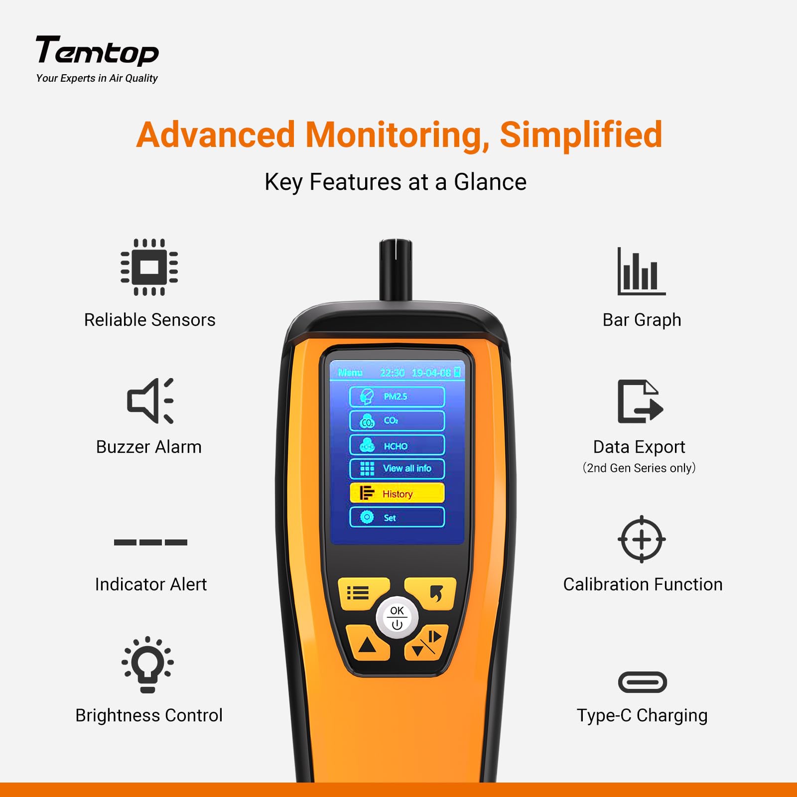 Temtop Professional Air Quality Analyzer & CO2 Monitor Particle Counter — Amazon image 5