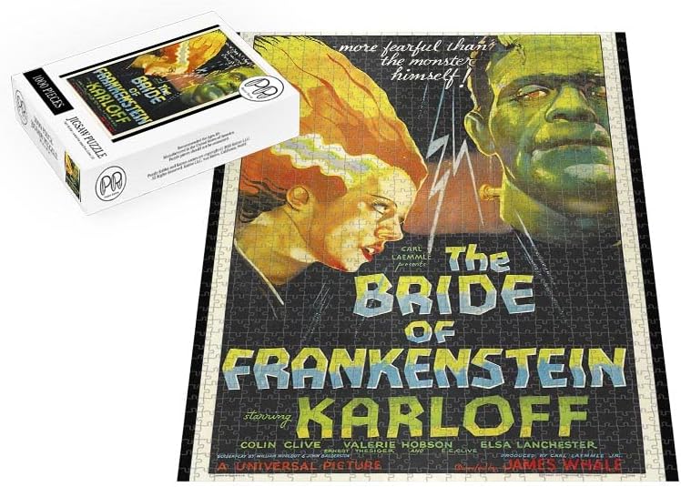 1000 Piece Multicolor Retro Horror Movie Poster Jigsaw Puzzle - The Bride of Frankenstein