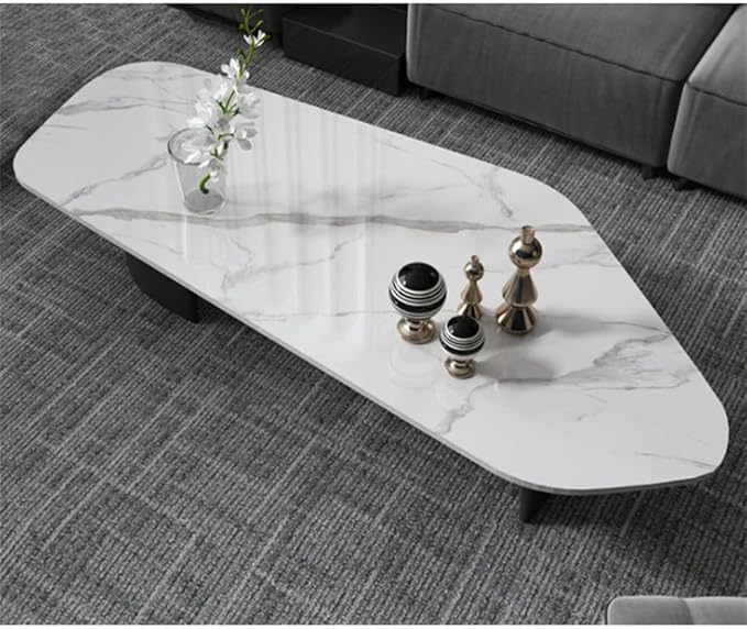 LAKIQ Modern Faux Marble Coffee Table Living Room Pedestal