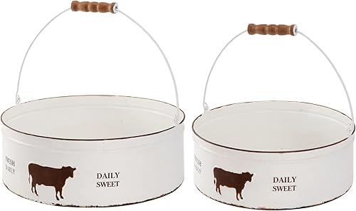 NIKKY HOME Bandeja decorativa de granja con asas, cubo de metal fresco de granja, decoración de centro de mesa para cafetería, cocina, mostrador de