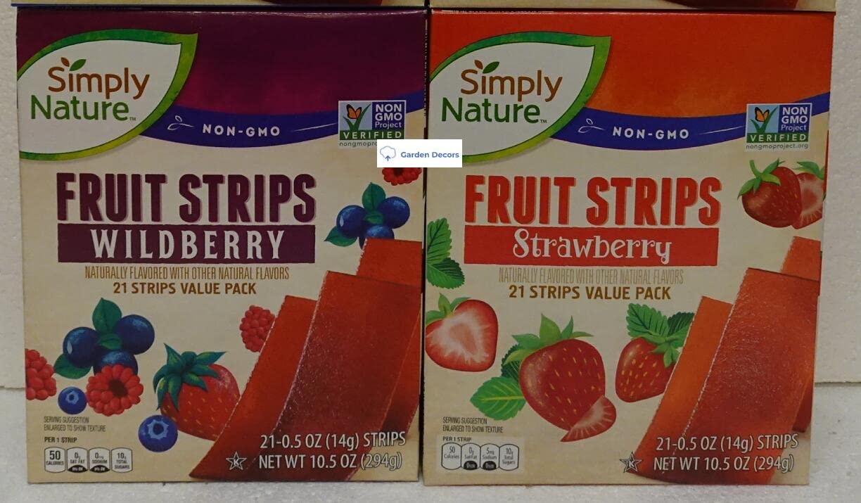Simply Nature NON-GMO Fruit Stripe Strawberry & Wildberry 21 Strips Value Pack 10.5oz 294g (Two Boxes)