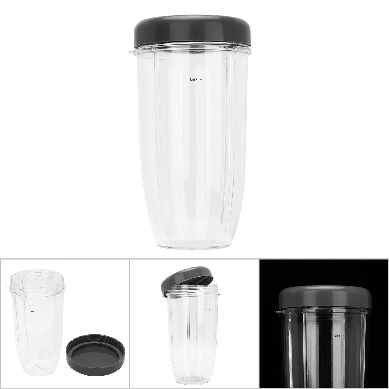 Zestaw części blendera do Nutri, duży kubek 32OZ z pokrywką, bezpieczny i trwały, łatwy do czyszczenia, kompatybilny z blenderem Nutri 900 W (duża głowica 32 uncji)